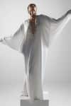 Buy_Masaba_White Georgette Embellished Mascot Plunge V Neck The Rann Kaftan_at_Aza_Fashions