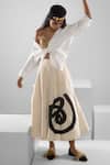 Buy_Masaba_White Shirt Cotton Embellished Holy Cow Collar Placement Swing Skirt Set_Online_at_Aza_Fashions