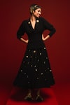 Buy_Masaba_Black Heavy Crepe Embellished Mascot Lapel The Bombay Jacket And Skirt Set_at_Aza_Fashions