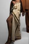 Masaba_Brown Heavy Crepe Embellished Mascot Blazer Collar The Trophy Lungi Set _Online_at_Aza_Fashions