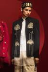 Buy_Masaba_Black Heavy Crepe Hand Embroidery Fireworks Stand Collar Jacket _at_Aza_Fashions