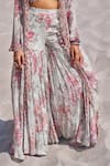 Ridhima Bhasin_Grey Chiffon Printed Floral Blouse Scoop Arsia Jacket Sharara Set _Online_at_Aza_Fashions