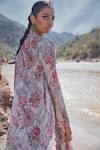 Ridhima Bhasin_Grey Chiffon Printed Floral Blouse Scoop Arsia Jacket Sharara Set _at_Aza_Fashions