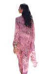 Shop_Ridhima Bhasin_Pink Georgette Printed Floral Band V Arzou Kaftan And Pant Set 