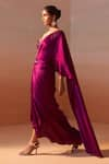 Buy_Nitika Gujral_Purple Satin Sequin Embellished Waistband Pre-draped Saree With Bustier _Online_at_Aza_Fashions