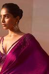 Shop_Nitika Gujral_Purple Satin Sequin Embellished Waistband Pre-draped Saree With Bustier _Online_at_Aza_Fashions