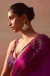 Nitika Gujral_Purple Satin Sequin Embellished Waistband Pre-draped Saree With Bustier _at_Aza_Fashions