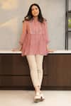 Buy OMI Pink Chanderi, Cotton Lace Mandarin Nora Bloom Embellished Tunic With Slip at Aza Fashions Buy_OMI_Pink Chanderi, Cotton Lace Mandarin Nora Bloom Embellished Tunic With Slip _at_Aza_Fashions