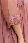 Buy OMI Pink Chanderi, Cotton Lace Mandarin Nora Bloom Embellished Tunic With Slip Buy_OMI_Pink Chanderi, Cotton Lace Mandarin Nora Bloom Embellished Tunic With Slip