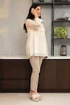 Shop_OMI_Off White Chanderi, Cotton Lace Mandarin Nora Fleur Embellished Tunic With Slip _at_Aza_Fashions