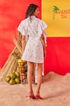 Shop_POOJA SHROFF_White Cotton Print Polka Dot Sailor Collar Dress With Belt _at_Aza_Fashions