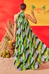 Shop_POOJA SHROFF_Green Georgette Print Ocean Breeze Halter Neck Maxi Dress _at_Aza_Fashions