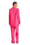 Buy_POOJA SHROFF_Pink Banana Crepe Solid Shawl Lapel Collar Beach Glamour Blazer With Pant 