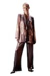 POOJA SHROFF_Brown Shawl Lapel Collar Beach Glamour Blazer With Pant _Online_at_Aza_Fashions