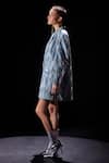 Buy_POOJA SHROFF_Blue Denim Lapel Collar Surfside Blazer Dress _Online_at_Aza_Fashions