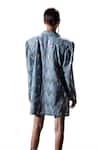 Shop_POOJA SHROFF_Blue Denim Lapel Collar Surfside Blazer Dress _Online_at_Aza_Fashions