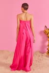 Shop_POOJA SHROFF_Pink Banana Crepe Straight Off-shoulder Plain Jumpsuit _at_Aza_Fashions