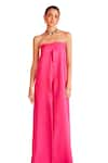 Buy_POOJA SHROFF_Pink Banana Crepe Straight Off-shoulder Plain Jumpsuit _Online_at_Aza_Fashions