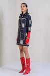 Shop_The Dramebaaz Co_Black Cotton Denim Twill Printed English Garden Midnight Charm Shirt Dress _Online_at_Aza_Fashions