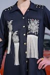 The Dramebaaz CO_Black Cotton Denim Twill Embroidery Floral Patchwork Twilight Button Down Dress _Online_at_Aza_Fashions