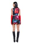 Buy_The Dramebaaz CO_Black Art Twill Printed Abstract Floral Collar Dahlia Dreamland Shirt Skirt Set _Online_at_Aza_Fashions