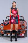 Buy_The Dramebaaz CO_Black Art Twill Printed Abstract Floral Collar Dahlia Dreamland Shirt Skirt Set 