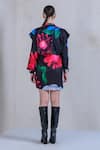 Shop_The Dramebaaz CO_Black Twill Pearls, Beads Collared Aurora Daisy Print Shirt Dress _at_Aza_Fashions