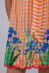 Buy_The Dramebaaz CO_Orange Art Twill Printed Striped Round Lush Organza Dress _Online_at_Aza_Fashions