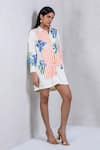 Buy_The Dramebaaz Co_White Art Twill Printed Striped Collar Floral Rhapsody Embroidered Shirt Dress _at_Aza_Fashions