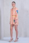 Shop_The Dramebaaz Co_Orange Art Twill Printed Striped Lapel Collar Sunset Streak Dress 