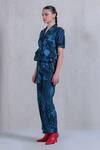 Shop_The Dramebaaz Co_Blue Cotton Denim Twill Printed Mega Montera Neptunes Folia Shirt And Pant Set 