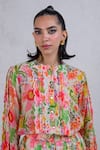 The Dramebaaz Co_Multi Color Organza Print Floral Round Whimsy Shirt With Shorts _Online_at_Aza_Fashions