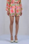 Buy_The Dramebaaz Co_Multi Color Organza Print Floral Round Whimsy Shirt With Shorts _Online_at_Aza_Fashions