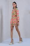 The Dramebaaz Co_Multi Color Organza Print Floral Round Whimsy Shirt With Shorts _at_Aza_Fashions