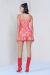 The Dramebaaz Co_Pink Art Twill Print Floral Square Foxglove Bustier With Shorts _Online_at_Aza_Fashions