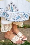 Maison Shefali_Ivory Cotton Hand Block Print Floral Notched Round Kurta With Pant_at_Aza_Fashions