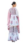 Shop_Maison Shefali_Ivory Cotton Hand Block Print Floral Boota V Neck Tiered Sharara Set _Online_at_Aza_Fashions