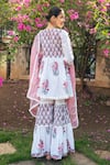 Shop_Maison Shefali_Ivory Cotton Hand Block Print Floral Boota V Neck Tiered Sharara Set _at_Aza_Fashions