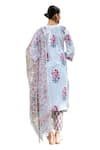 Shop_Maison Shefali_Ivory Cotton Hand Block Print Floral Boota V Neck Gathered Kurta Set 