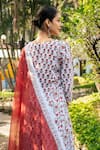 Shop_Maison Shefali_Ivory Cotton Hand Block Print Floral Boota V Neck Panelled Kurta Skirt Set _at_Aza_Fashions