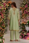 Preeti S Kapoor_Green Chanderi Embroidered Dori Round Floral Kurta Pant Set _Online_at_Aza_Fashions