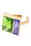 Voyce Jewellery_Green Swarovski Crystals Two Tone Embellished Ring _Online_at_Aza_Fashions