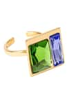 Buy_Voyce Jewellery_Green Swarovski Crystals Two Tone Embellished Ring _Online_at_Aza_Fashions