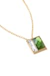 Shop_Voyce Jewellery_Green Swarovski Crystals Dual Tone Embellished Necklace _at_Aza_Fashions