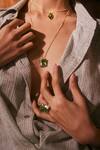 Buy_Voyce Jewellery_Green Swarovski Crystals Dual Tone Embellished Necklace _Online_at_Aza_Fashions