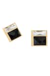 Shop_Voyce Jewellery_Black Swarovski Crystals Fusion Square Stud Earrings _at_Aza_Fashions