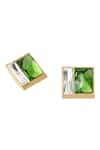 Shop_Voyce Jewellery_Green Swarovski Crystals Fusion Stud Earrings _at_Aza_Fashions