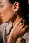 Voyce Jewellery_Green Swarovski Crystals Fusion Stud Earrings _Online_at_Aza_Fashions