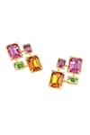 Shop_Voyce Jewellery_Multi Color Swarovski Crystals Infinity Embellished Square Earrings _at_Aza_Fashions