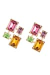 Voyce Jewellery_Multi Color Swarovski Crystals Infinity Embellished Square Earrings _Online_at_Aza_Fashions